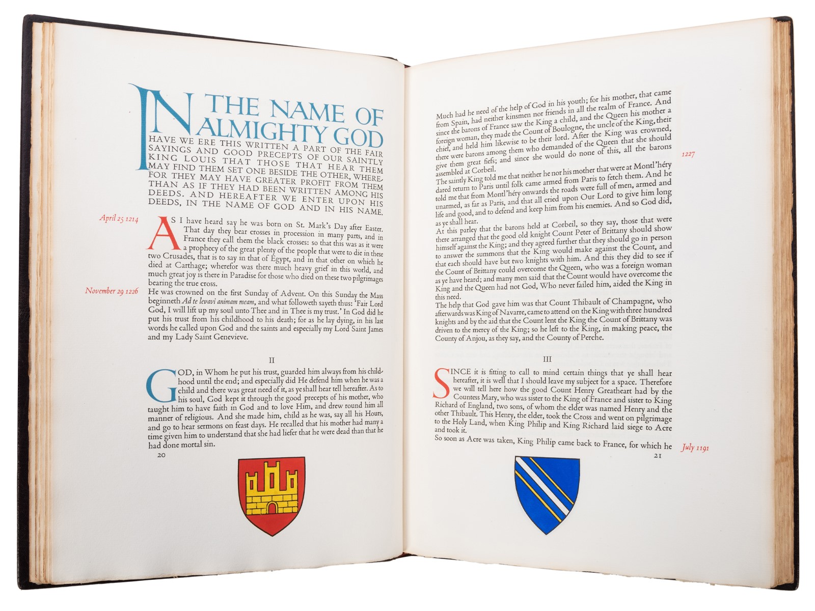 Lord John Joinville's The History of Saint Louis from the Gregynog Press
