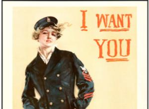 World War I Recruiting Poster (U.S. Navy, 1917), 26.5" X 40.5", I Want You for the Navy. The work of Howard Chandler Christy, war illustrator and creator of the famous 'Christy Girls'. 