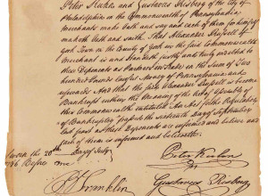 A 1786 document signed by Benjamin Franklin