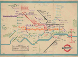 Unpublished annotated Proof of Harry Beck’s 1933 first edition tube map, with corrections and proposals in Becks own hand