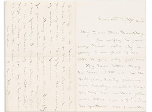 Louisa May Alcott, one of three autograph letters signed to Ellen Humphreys