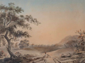 Pencil drawing by Cassandra, The Bourne and part of the Fortress from the Neva St Petersburgh, inscribed at right corner ‘CE Austen’.
