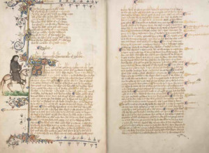 The Huntington's Ellesmere Chaucer featuring what is thought to be a portrait of Chaucer