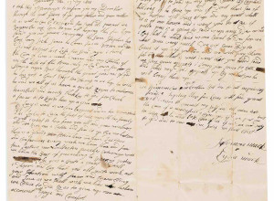 Personal letter from Joseph Smith’s maternal grandmother, Lydia Mack, among papers of his New Hampshire uncle, 1777 – 1822. Sold for $32,500.