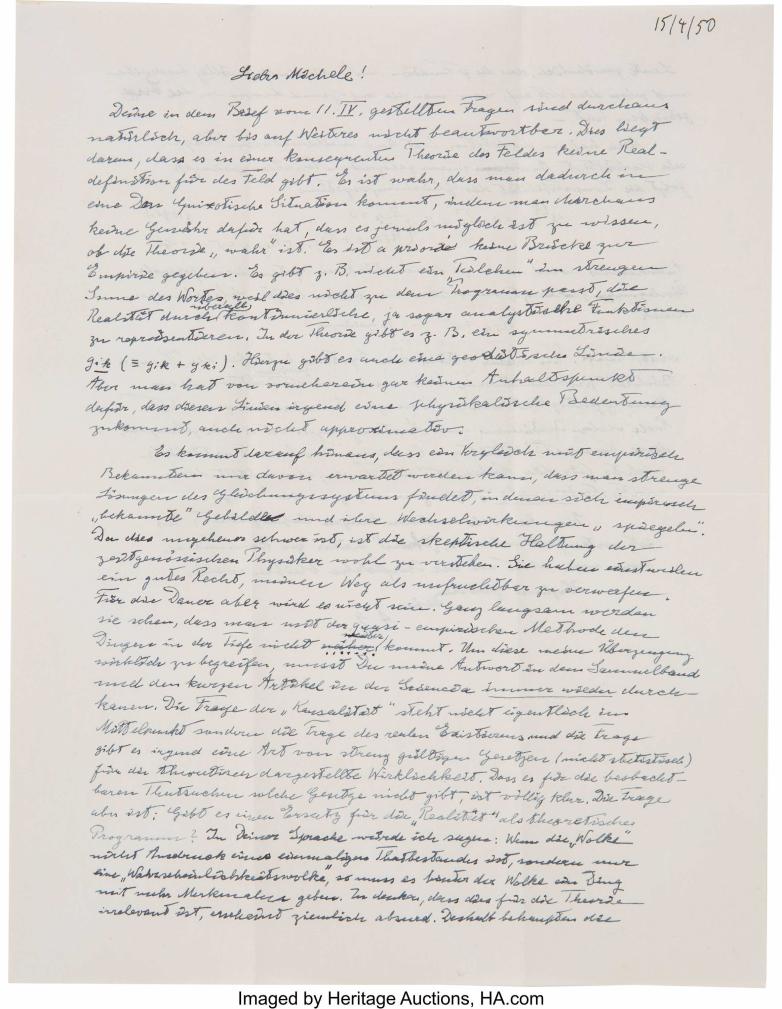 Several Important Einstein Letters at Heritage Auctions