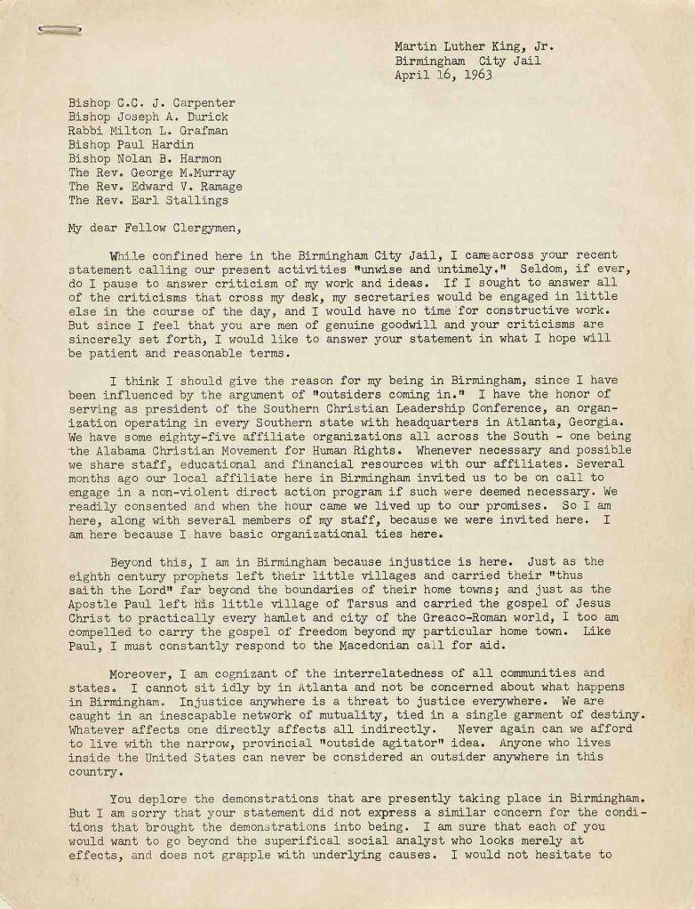 MLK Letter From Birmingham Jail Raises $185k At Swann | Fine Books ...