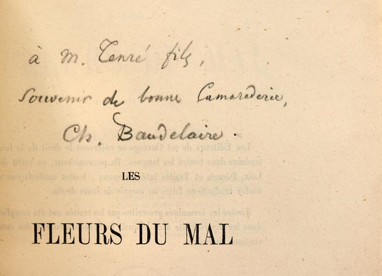 BAUDELAIRE : Les fleurs du mal - Signed book, First edition 