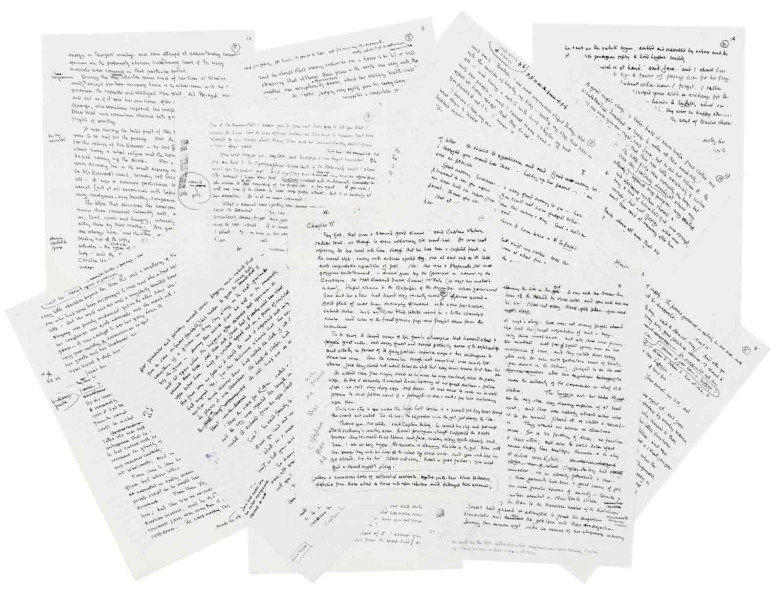 Patrick O’Brian’s handwritten manuscript draft for the last unfinished Aubrey Maturin novel