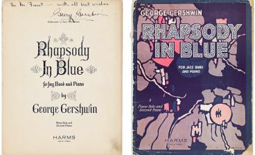 George Gershwin, piano solo and second piano score for Rhapsody in Blue, signed and Inscribed on title-page. Estimate: $6,000 - $9,000