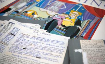Early manuscripts of Poor Things in the hand of Alasdair Gray, as well as his artwork