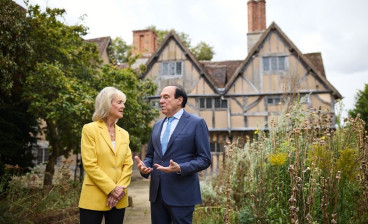 Shakespeare Birthplace Trust Chair Lady Cobham welcomes Ken Ludwig to Hall's Croft 