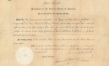 James Garfield appoints a female notary for the District of Columbia, June 9, 1881