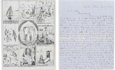 Letters of Gold Rush miner Warren H. Porter, with the report of his fatal shooting by an outlaw, 17 items, 1850-55. Estimate $15,000 to $25,000.