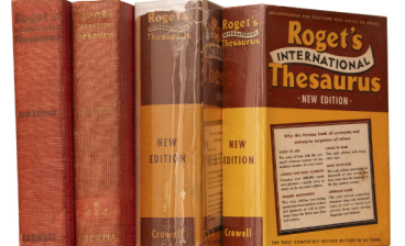 Four printings of Roget's thesaurus, two in dust jackets.