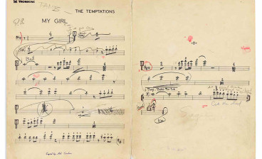 Part of 26 pages of arrangements from The Temptations' 'My Girl'