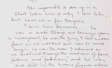 Paul McCartney's letter about John Lennon