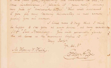 Poe's letter to poet and and historian Thomas Warren Field