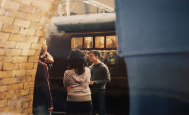 One of the photos fom the launch party of the DVD of Harry Potter and the Philosopher’s Stone held on Platform 9¾, Kings Cross Station, London
