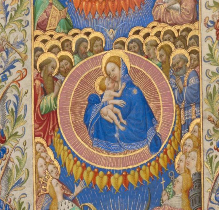 The Celestial Virgin and Child, about 1420. Tempera colors, gold, and ink on parchment.