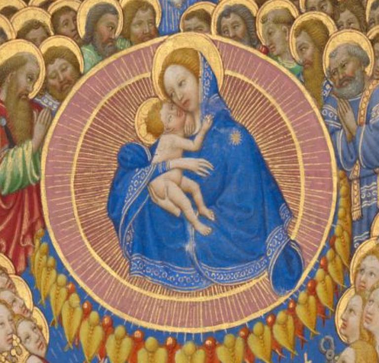 The Celestial Virgin and Child, about 1420. Tempera colors, gold, and ink on parchment. 