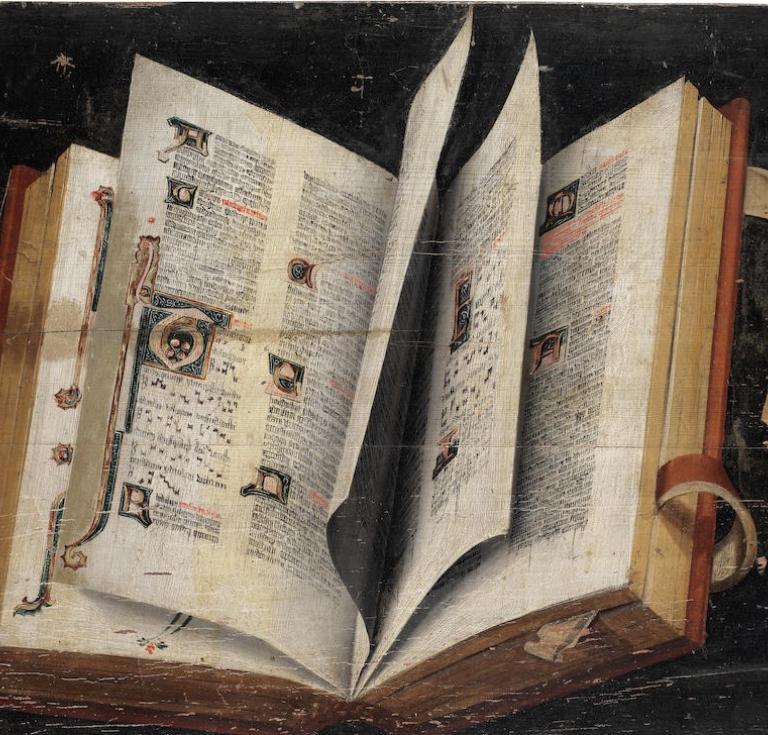 sixteenth-century painting of a manuscript