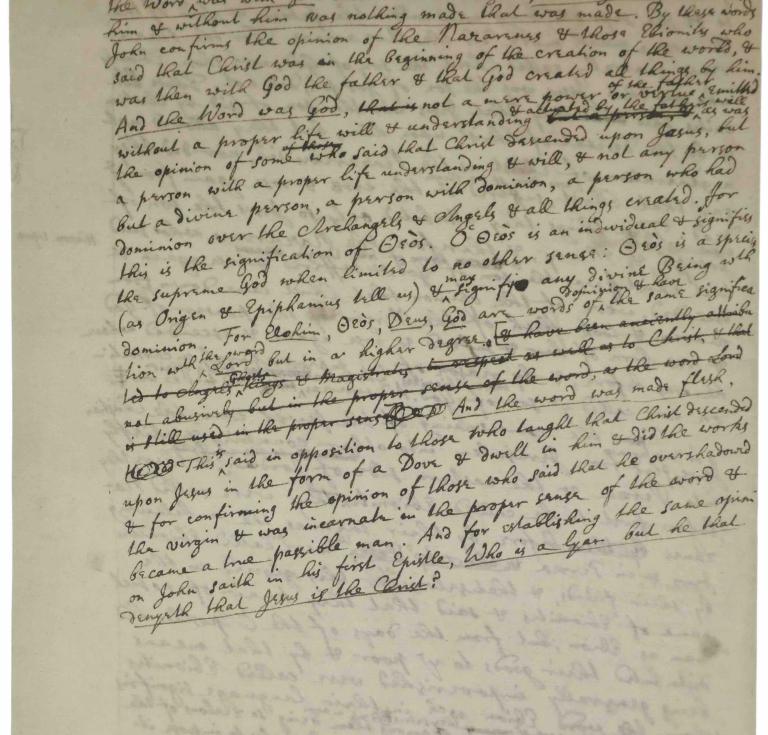 Newton manuscript on God