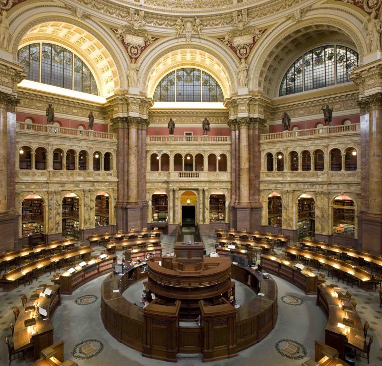 The main reading room at the Library of Congress. 