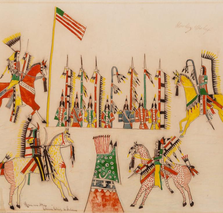 ledger drawing by a Southern Cheyenne artist