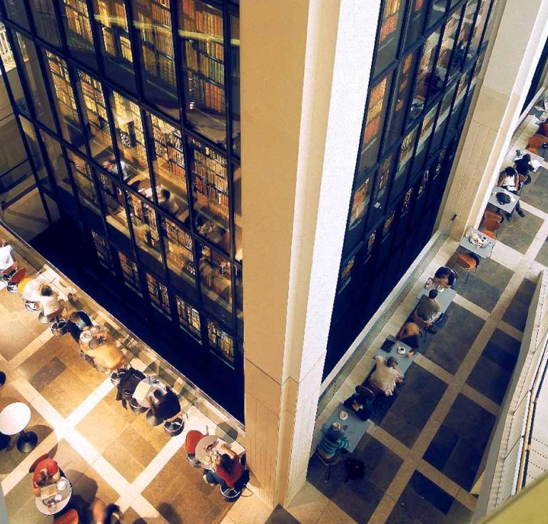 Central book tower in the British Library 