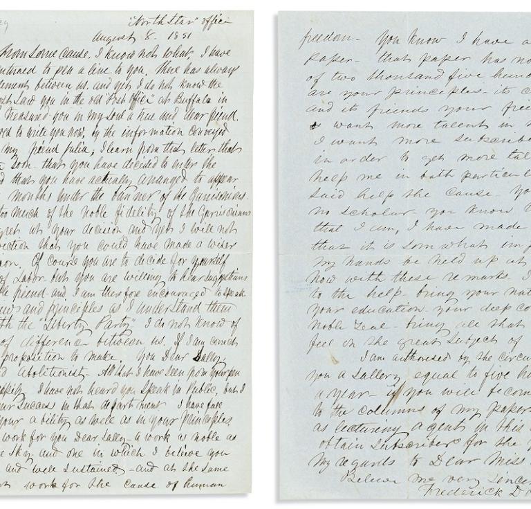 Frederick Douglass, Autograph Letter Signed, to Sallie Holley