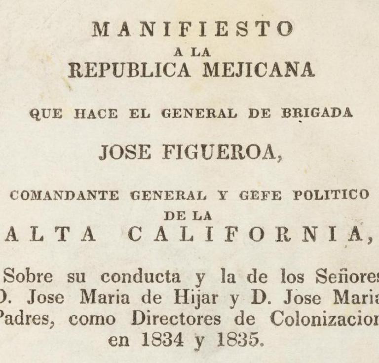 Manifesto a la Republica Mejicana title page