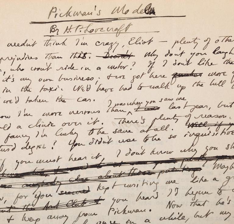 Lovecraft Manuscript "Pickman's Model"