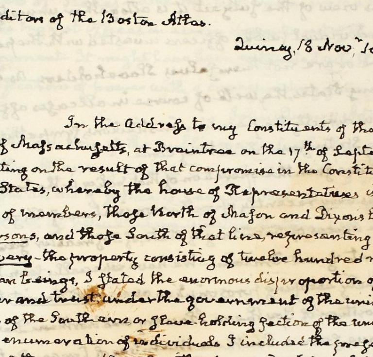 John Quincy Adams letter 1842