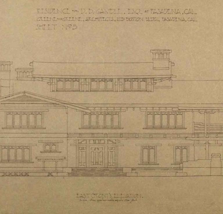 The Gamble House architectural drawing
