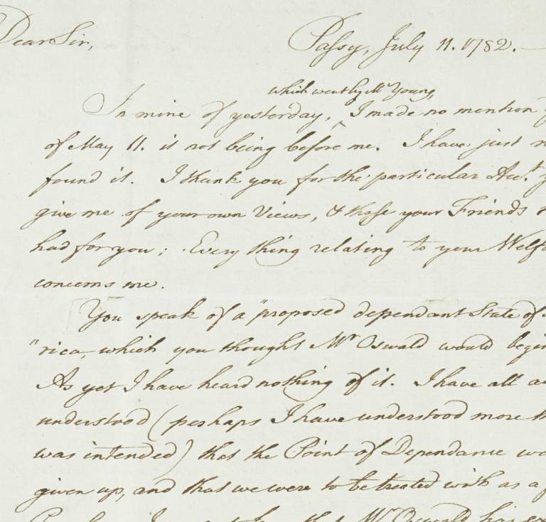 Letter from Benjamin Franklin to Benjamin Vaughan