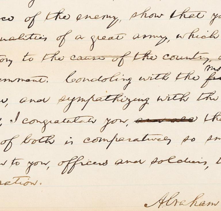 Abraham Lincoln’s Dec. 22, 1862 letter to the Army of the Potomac