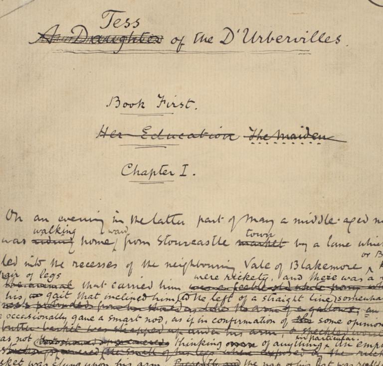 The manuscript of Hardy’s novel, Tess of the D’Urbervilles