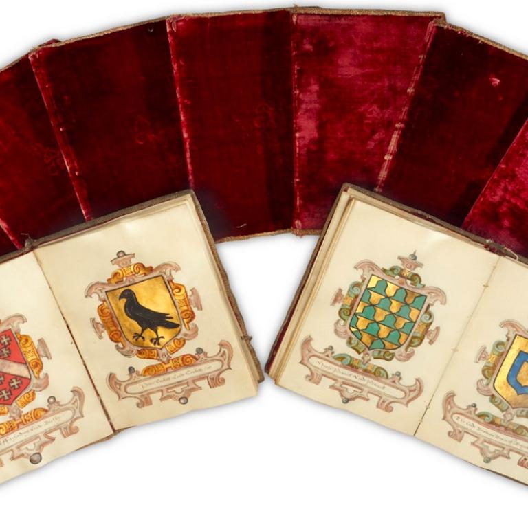 Red velvet heraldic manuscripts