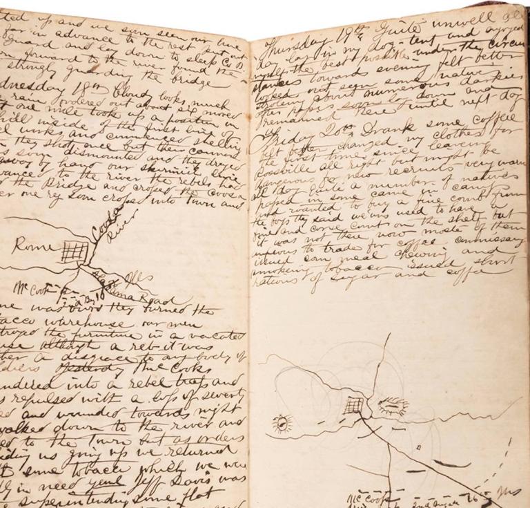 the diary of Captain Robert Pattison (1834–1917) of the 16th Illinois Infantry, is estimated at $1,000-1,500.