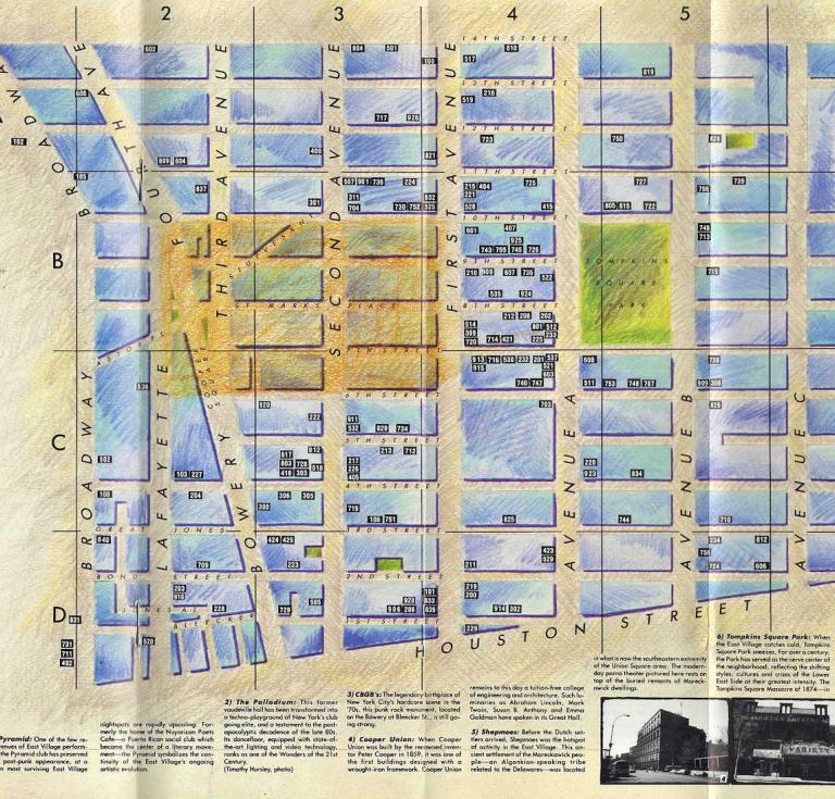 Promotional map of the East Village, circa 1986