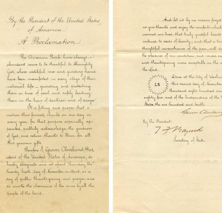 Grover Cleveland's Thanksgiving Proclamation