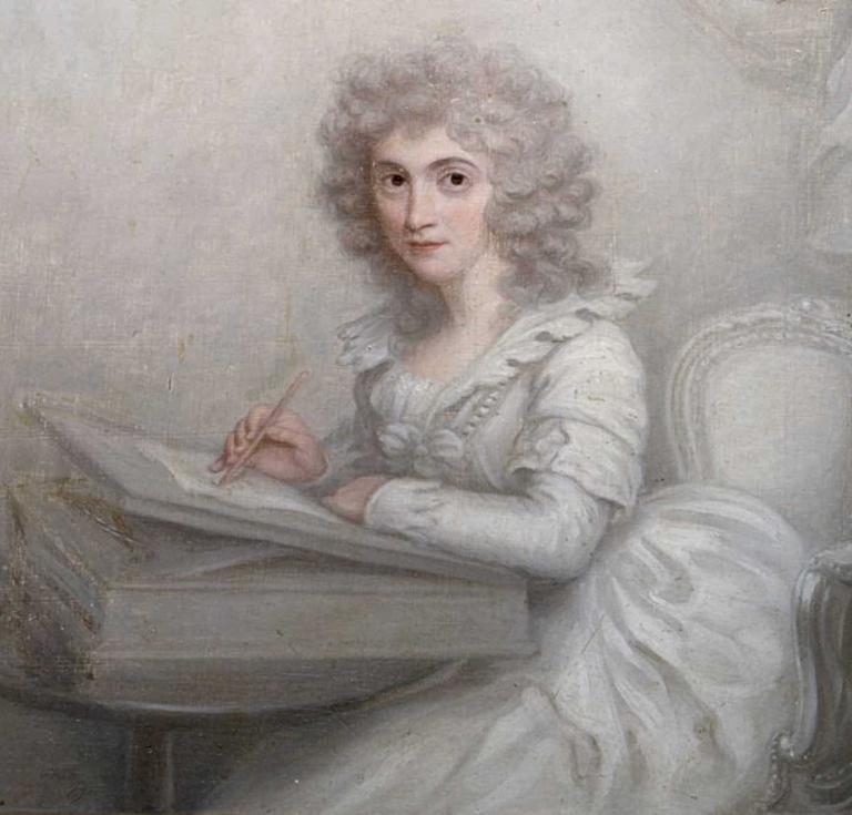 Artist Maria Cosway, writing a letter