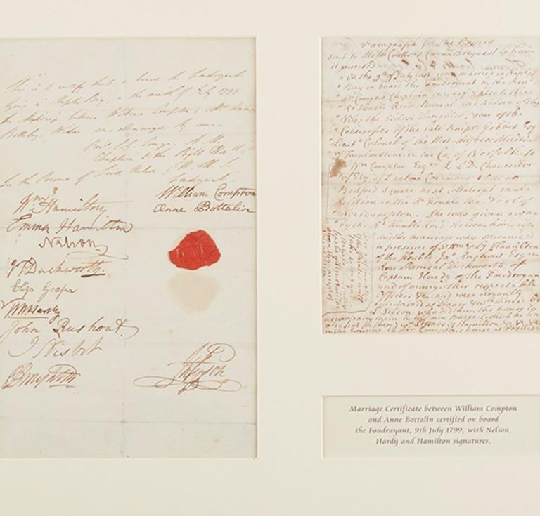 Document signed by Lord Nelson, Lady Emma Hamilton, Captain Thomas Hardy and others