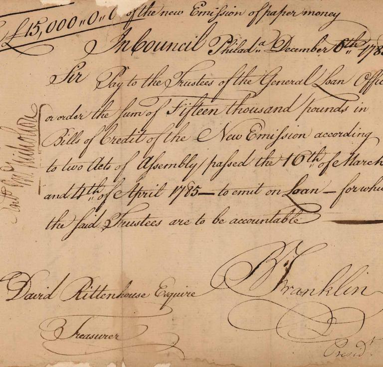 benjamin franklin signed document