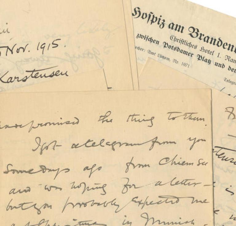 Series of six autograph letters signed by Roger Casement to Max W. Karstensen of the Münchener Zeitung, 6 November 1915 to 6 March 1916