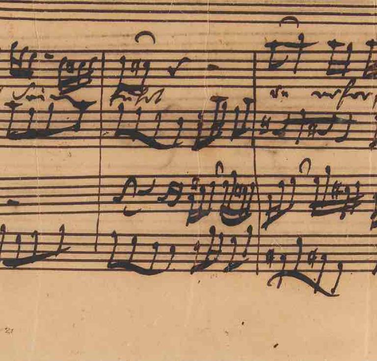 Handwritten church cantata manuscript by Johann Sebastian Bach