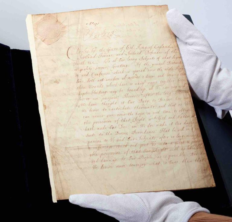 One of only two surviving copies of this historic royal document The Declaration of Breda