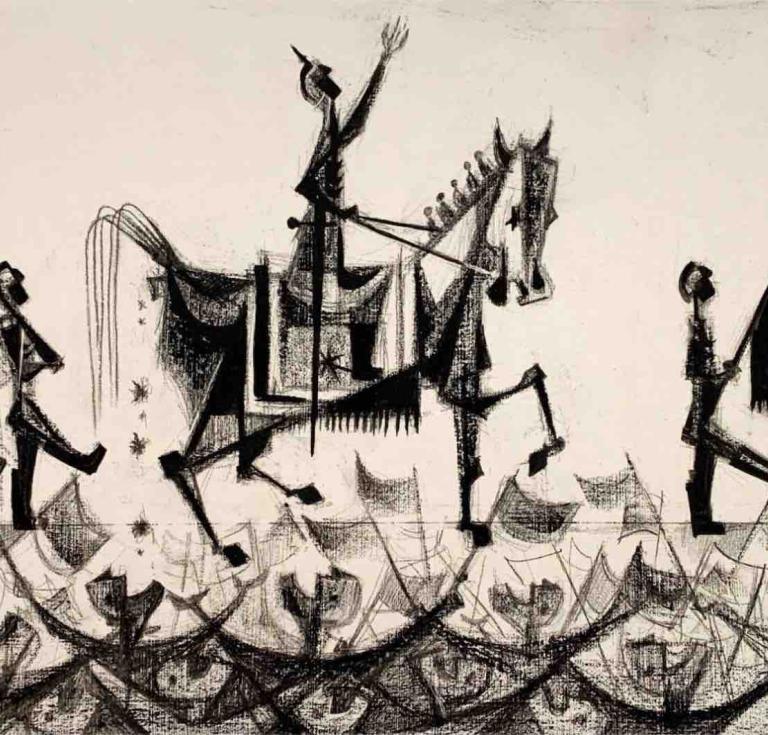 Untitled drawing from Si Lewen, The Parade, ca. 1950.