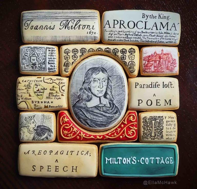 John Milton biscuits design developed in collaboration with Milton’s Cottage.