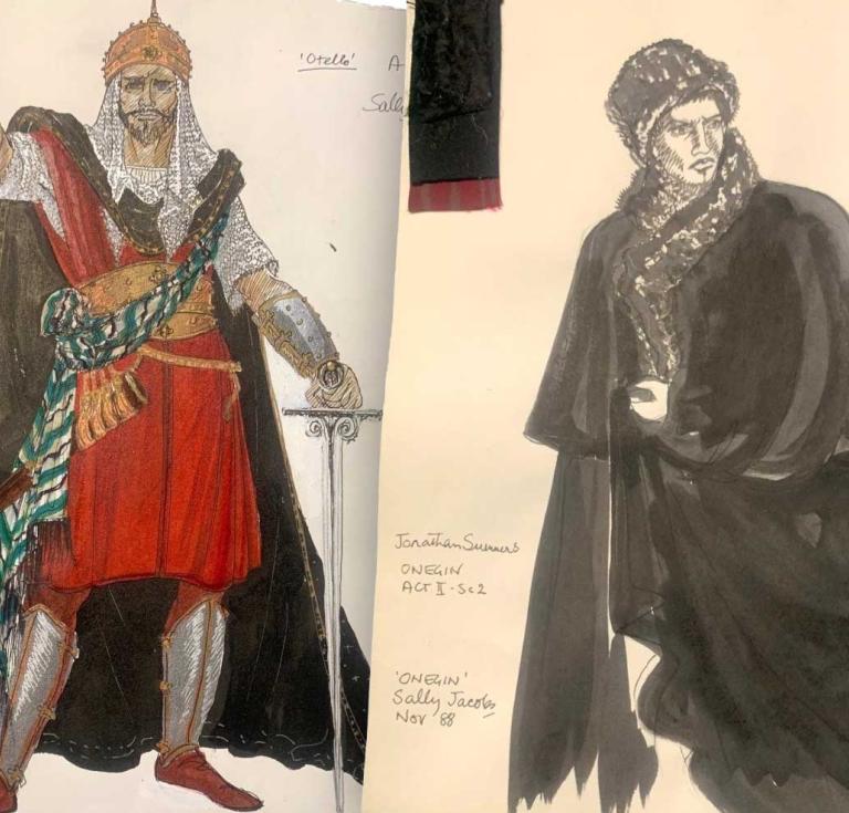 Two Sally Jacobs theatrical costume designs